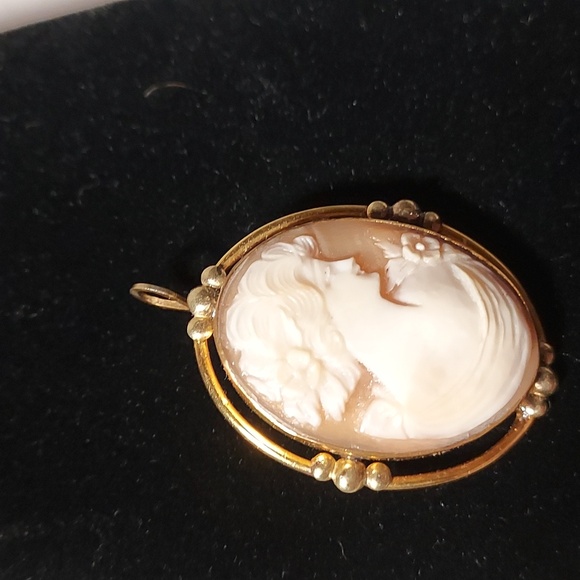 Vintage PR. ST. Co. 1/20 12K GF Cameo Pendant or Pin Hand Carved Shell Woman - Picture 8 of 10